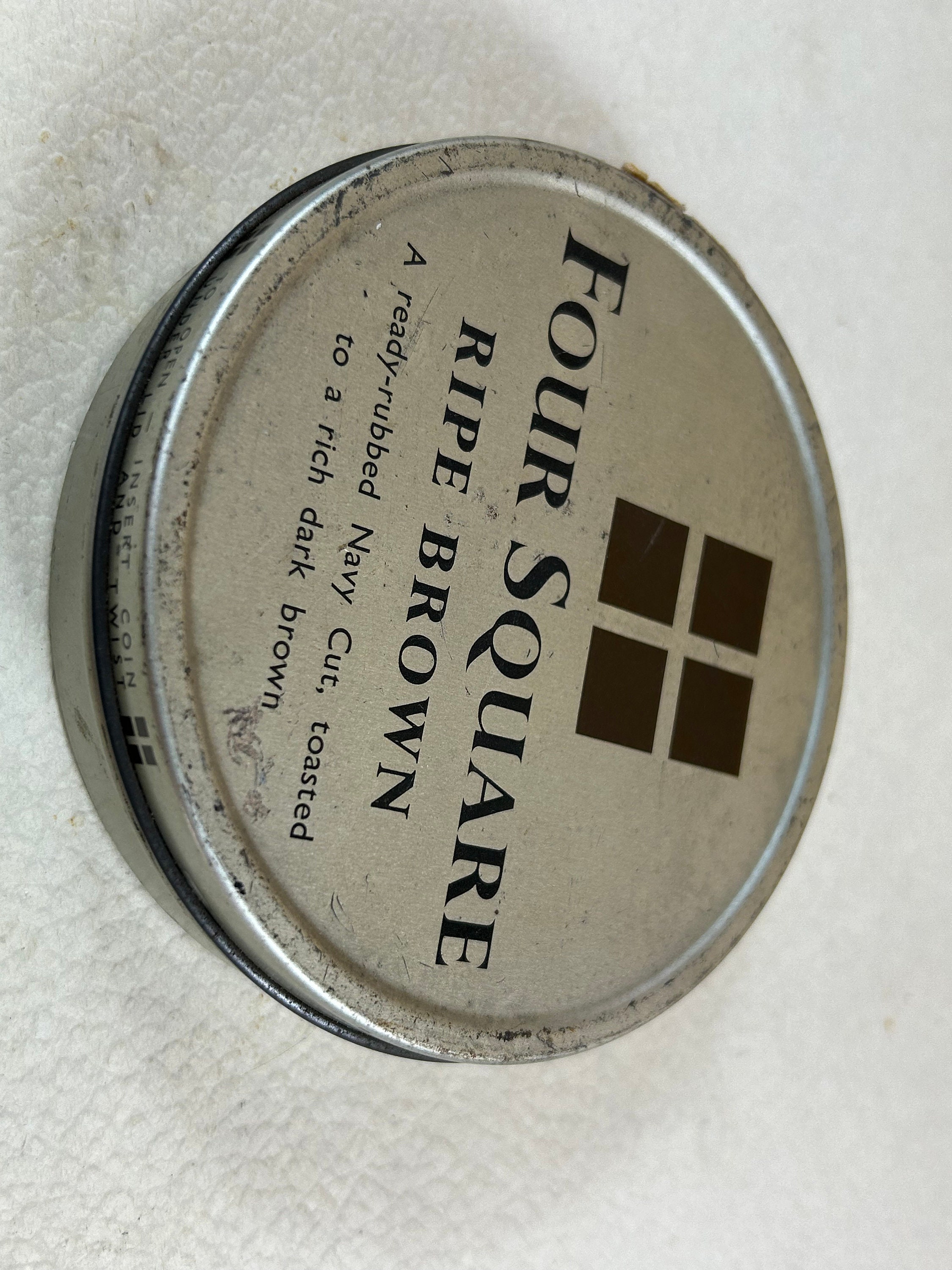 four square tobacco tin Tobacco Tin - Four Square Ripe Brown - Vintage Tin With Seal for Tobacco