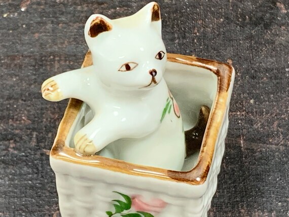 Figurine Miniature Chat En Céramique - Style Vintage/rétro - Occasion - Décoration Collection