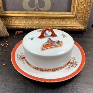 Vintage Chinese earthenware jar with lid - butter dish -