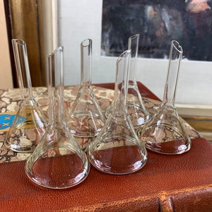 Glass Funnels - Antique Hand Blown Mini Funnels - Laboratory Funnels - Analysis Funnels - 1930s