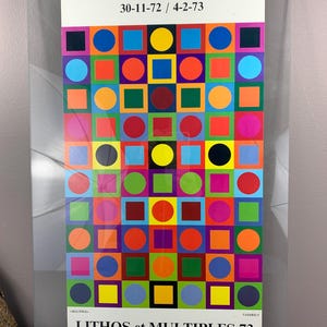 Grande poster originale con affrancatura - Galerie Govaerts - 1972/1973 - lithos et multiples 73 - Manifesto della mostra - manifesto pubblicitario