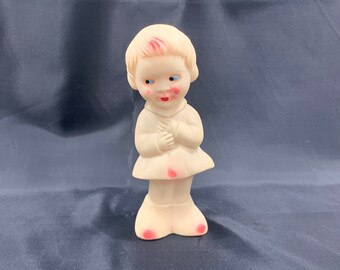 Vintage white rubber squeaky toy girl, M Dep brand - Made in Italy - 1960