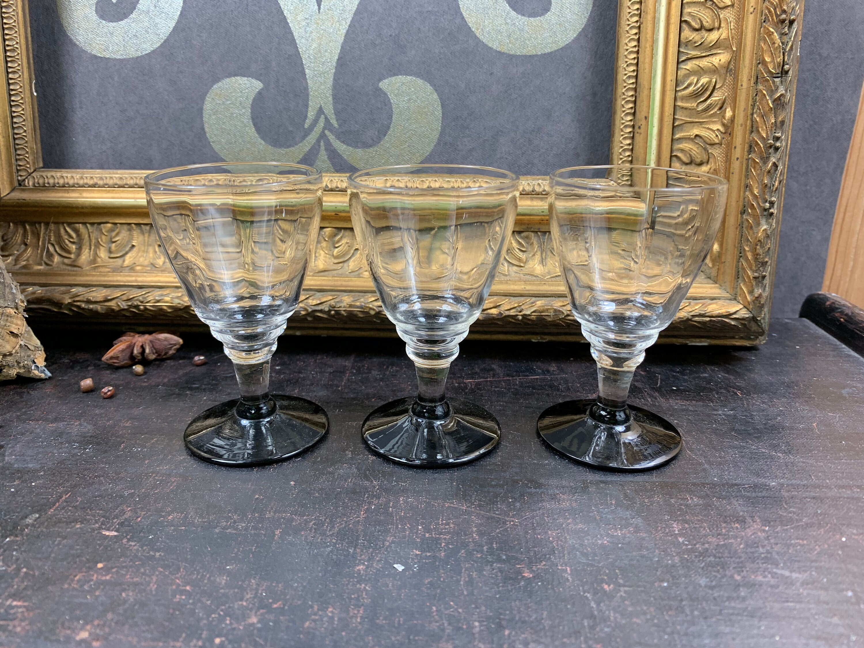 Antique Shot Glasses Excellent Condition Glass on Black Etsy UK