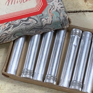 7 tin tubes with pencil leads in original box - smooth writing - art deco pencil - pencil lead - artist tools
