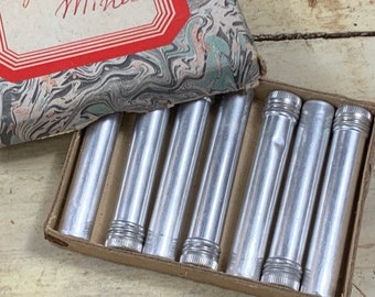 7 tin tubes with pencil refills in original box - smooth writing - art deco pencil - pencil refill - artist tools