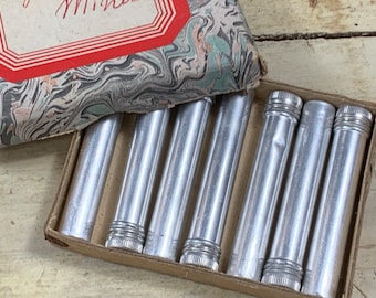 7 tin tubes with pencil leads in original box - smooth writing - art deco pencil - lead pencil - artist&#39;s tools