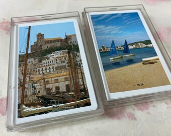 Boîte en plastique avec cartes à jouer de Fournier - avec images d'IBIZA - 2 sets
