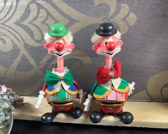 Vintage - nice set of 2 plastic clowns - piggy banks -