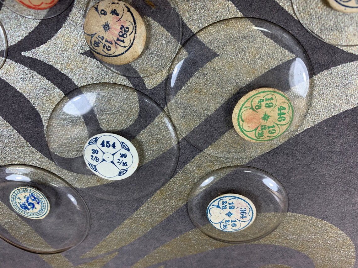Antieke horlogeglazen - set van 10 verschillende glaasjes voor antieke horloge - horloge onderdelen - Antiek glas voor horloge, foto 4 di 5