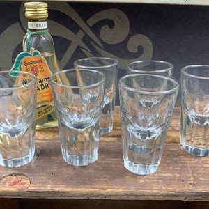 Old crystal shot glasses - set of 6 used shot glasses