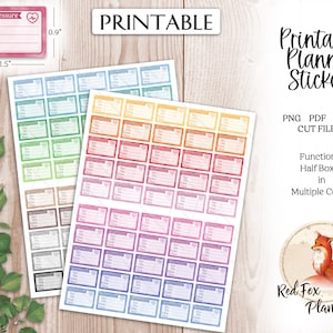 HALF BOX Blutdruck Checkliste druckbare Planner Aufkleber, digitaler Sofort Download, Planer Journal, Erin Condren, Happy Planner Classic