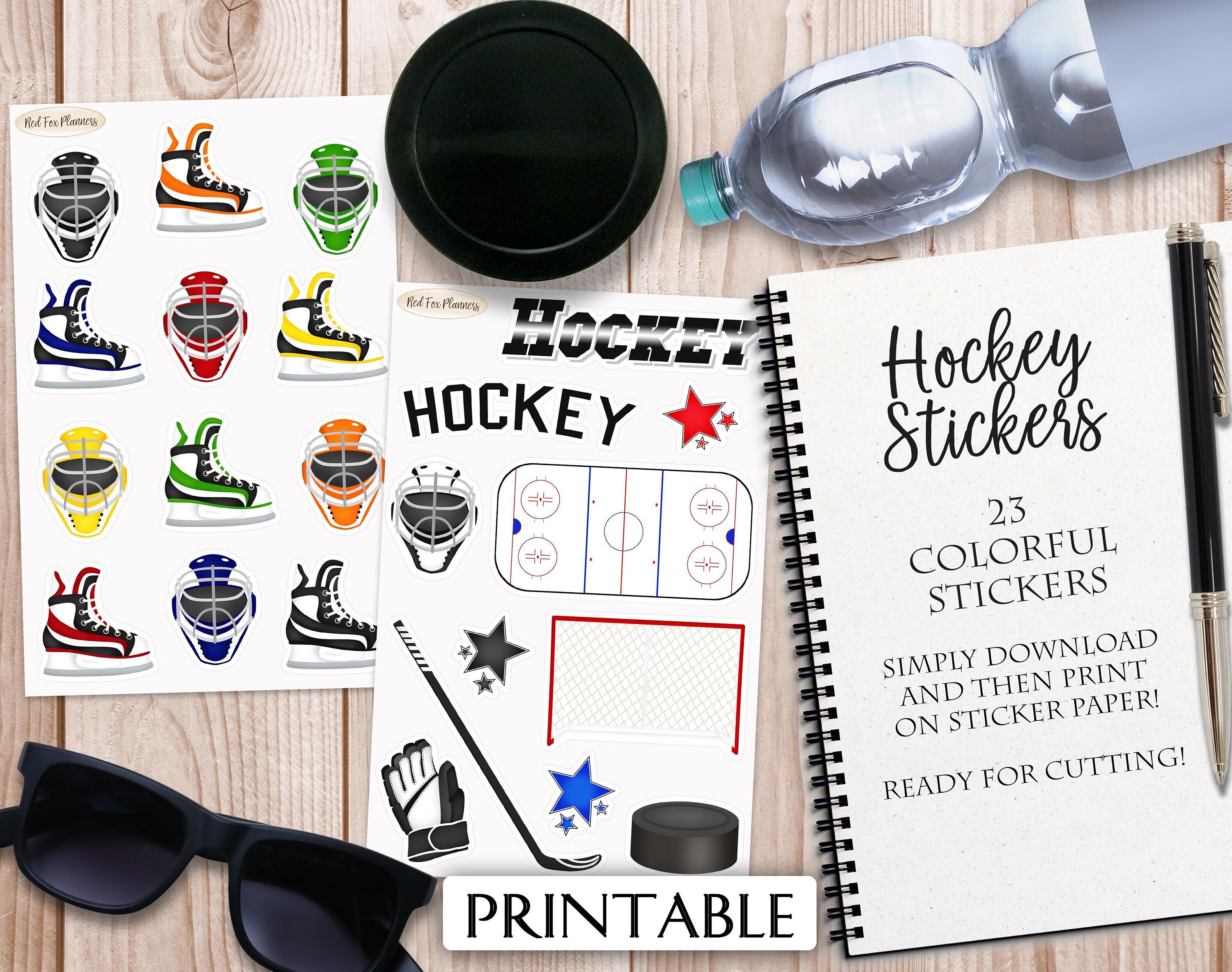 HOCKEY Stickers 23 Digital Printable Stickers Instant Etsy