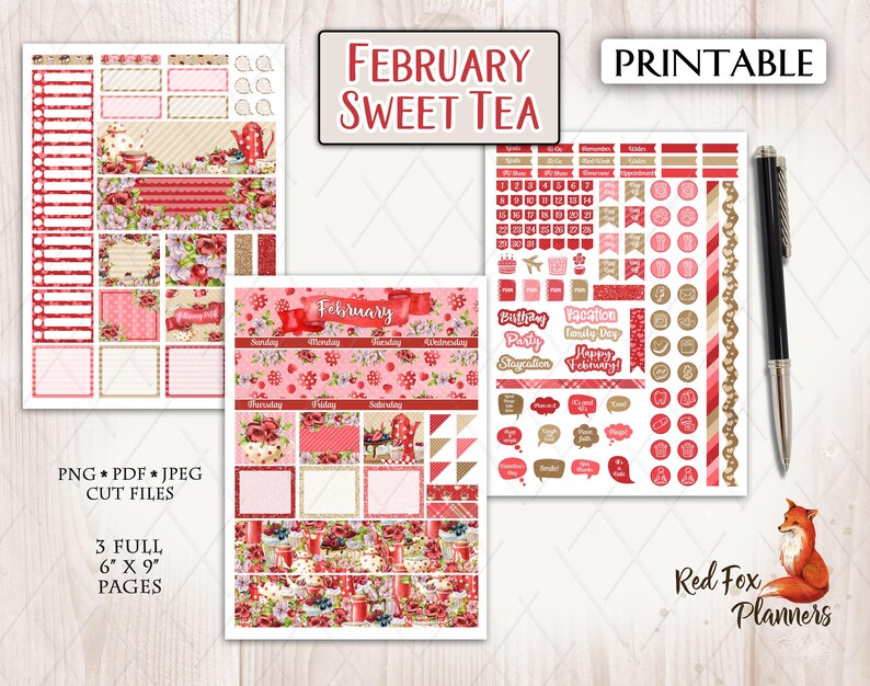FEBRUARY Sweet Tea Erin Condren Life Planner (ECLP) Printable Monthly ...