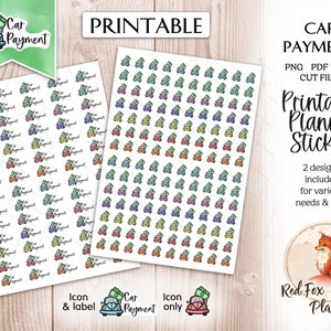 AUTOBETALING Functionele digitale afdrukbare stickers, direct downloaden, planner dagboek stationair, rekeningen, automatische betaling, auto, autorekening