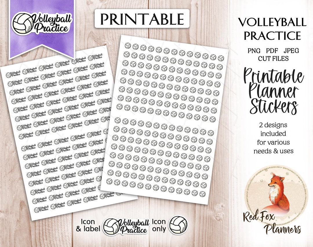 VOLLEYBALL PRACTICE Functional Digital Printable Stickers, Instant ...