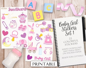 Baby Girl Stickers | Etsy