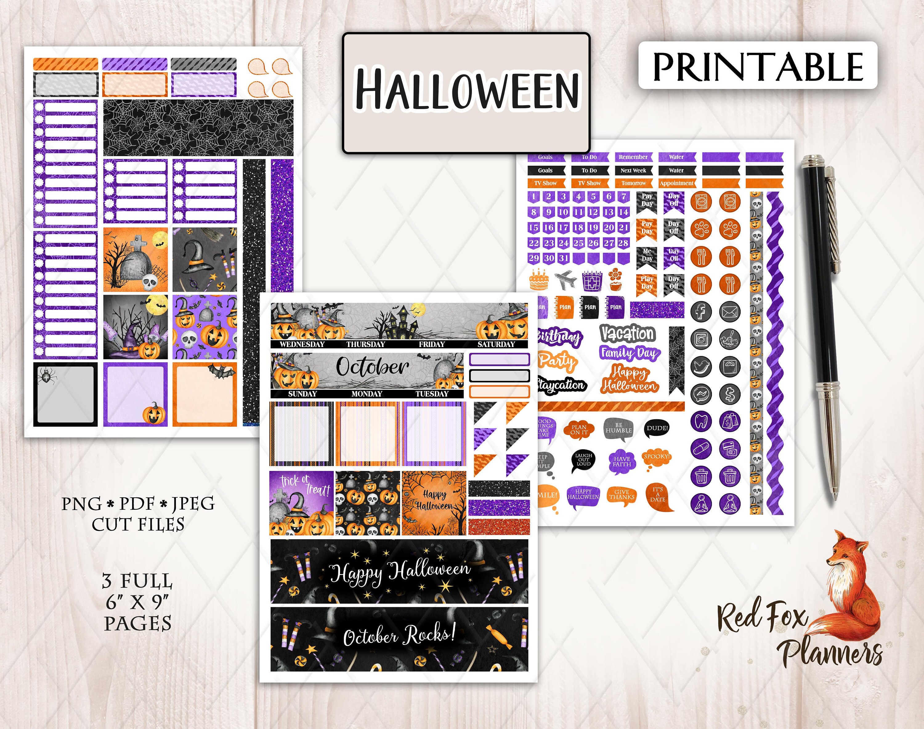 HALLOWEEN Happy Planner Classic (HP) Printable Monthly Planner Stickers ...