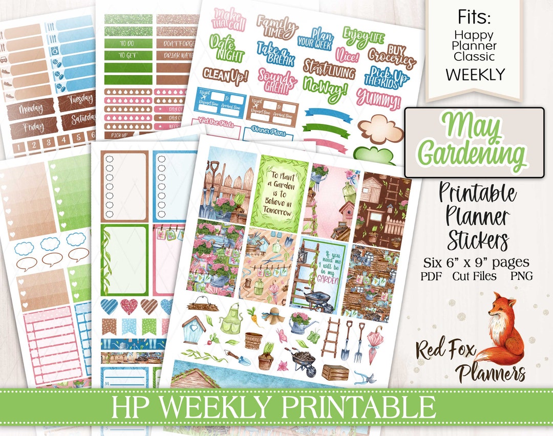 MAY GARDENING Happy Planner (HP) Weekly Printable Planner Stickers ...