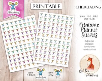 Funktionella digitala utskrivbara klistermärken för cheerleading, direktnedladdning, planeringsjournal, brevpapper, sport, cheerleader, cheerleadingklistermärken