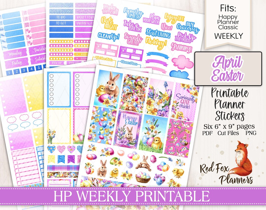 APRIL EASTER Happy Planner (HP) Weekly Printable Planner Stickers ...
