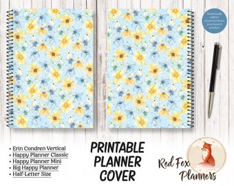 PLANNER ABDECKUNG - Printable, Digital Sofort Download, Journal Cover, Erin Condren Cover, Happy Planner Cover, Frühling Schmetterling Planner Cover