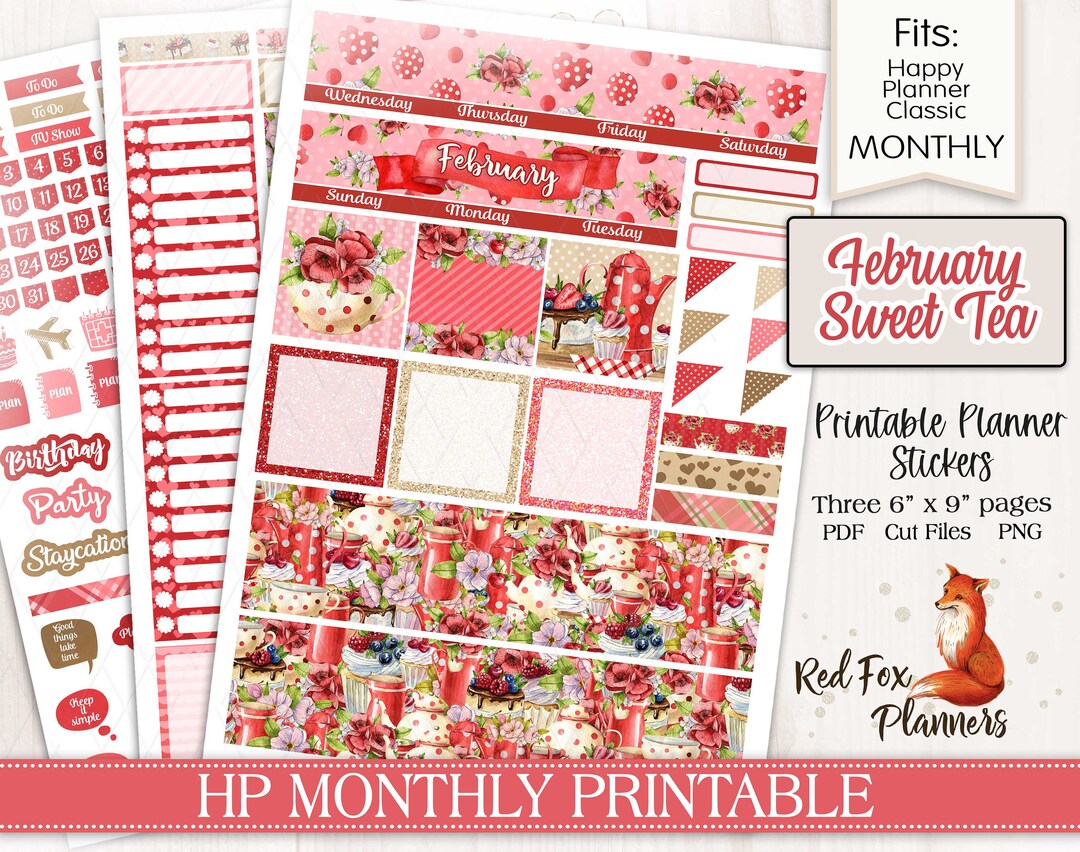 FEBRUARY Sweet Tea Happy Planner Classic (HP) Printable Monthly Planner ...
