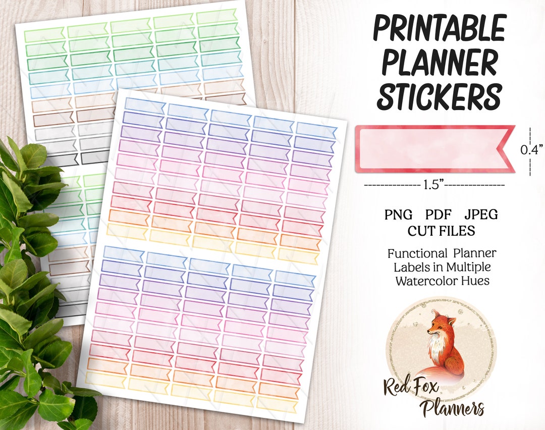 BLANK FLAG LABEL Planner Stickers, 1.5 X .4, Printable Labels, Digital ...