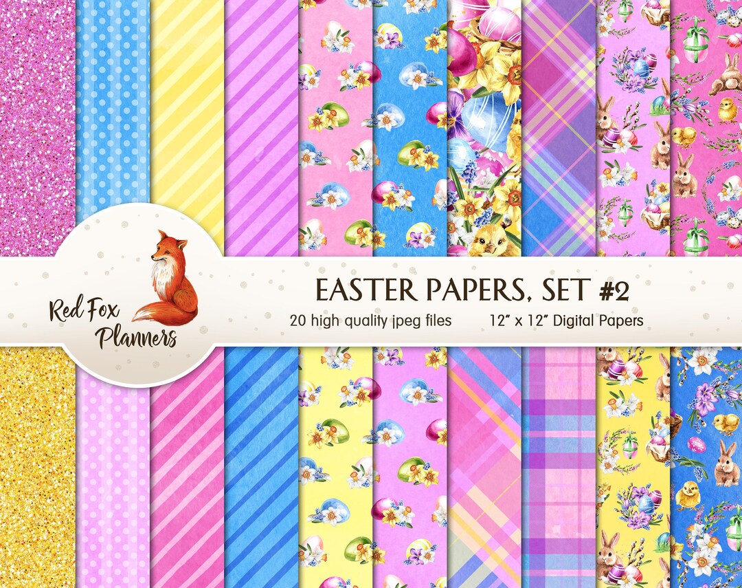 EASTER Set #2 Digital Paper Pack, 20 Quantity, Easter Bunny, Easter ...
