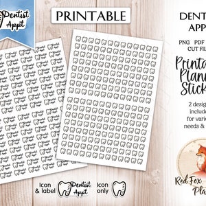 Tandarts Afspraak Functionele Digitale Afdrukbare Stickers, instant download, planner dagboek stationair, orthodontie, tandheelkunde, tanden, tand