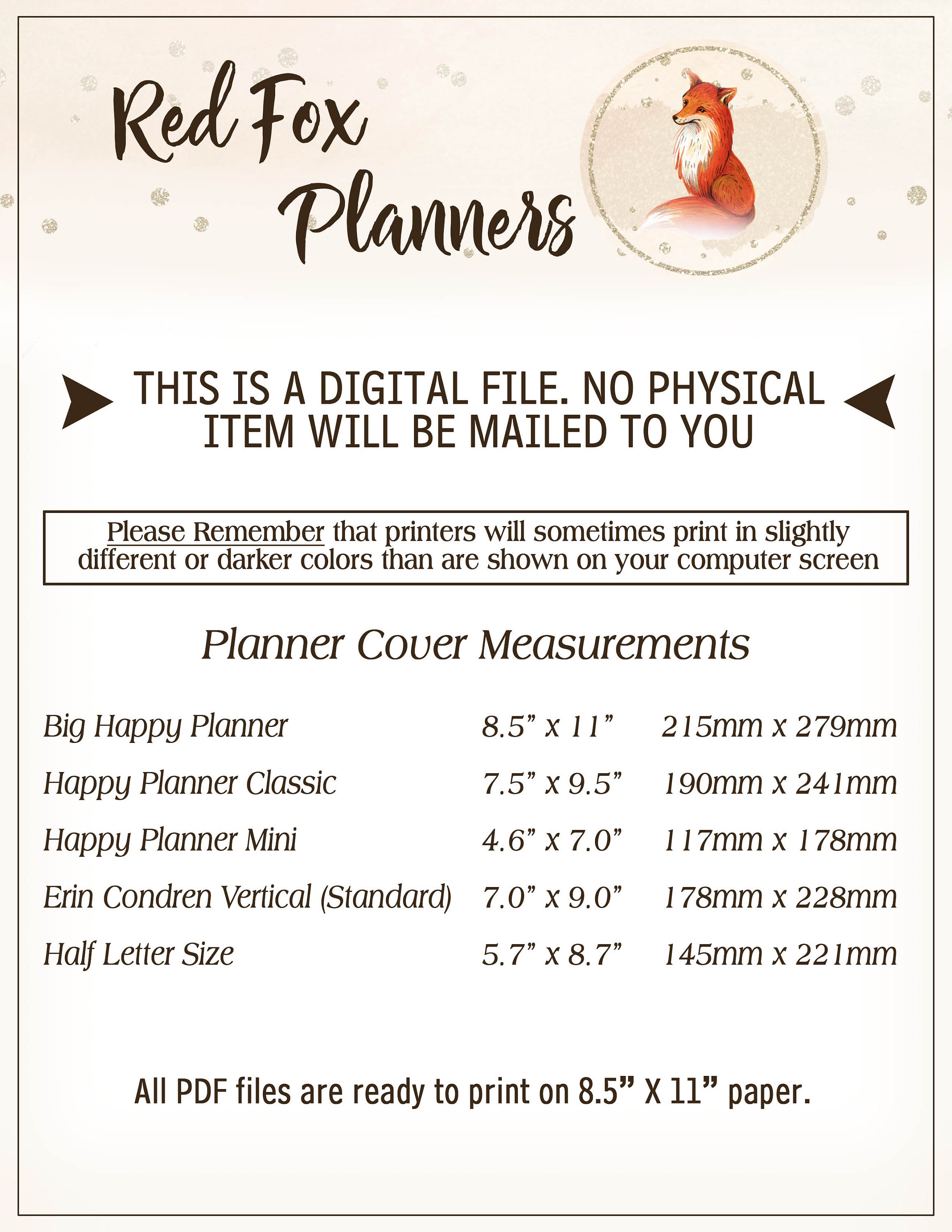 PLANNER COVER - Printable, Digital Instant Download, Journal Cover ...
