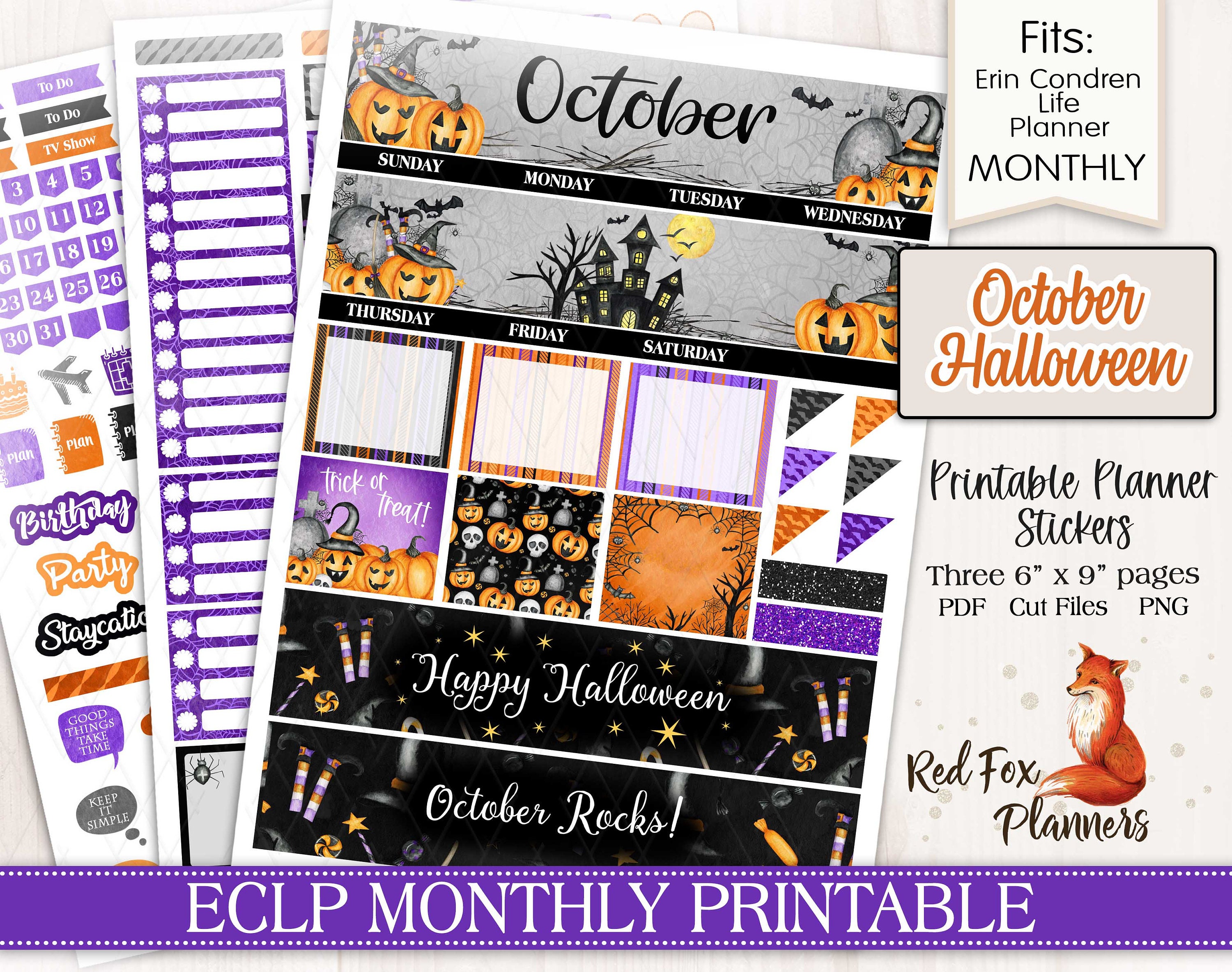 HALLOWEEN Erin Condren Life Planner ECLP Printable Monthly - Etsy