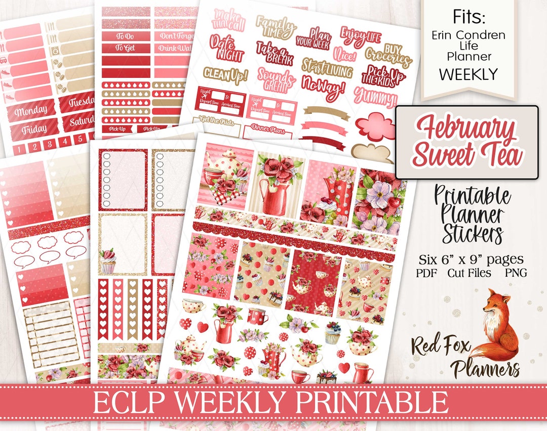 FEBRUARY Sweet Tea Erin Condren Life Planner (ECLP) Printable Weekly ...