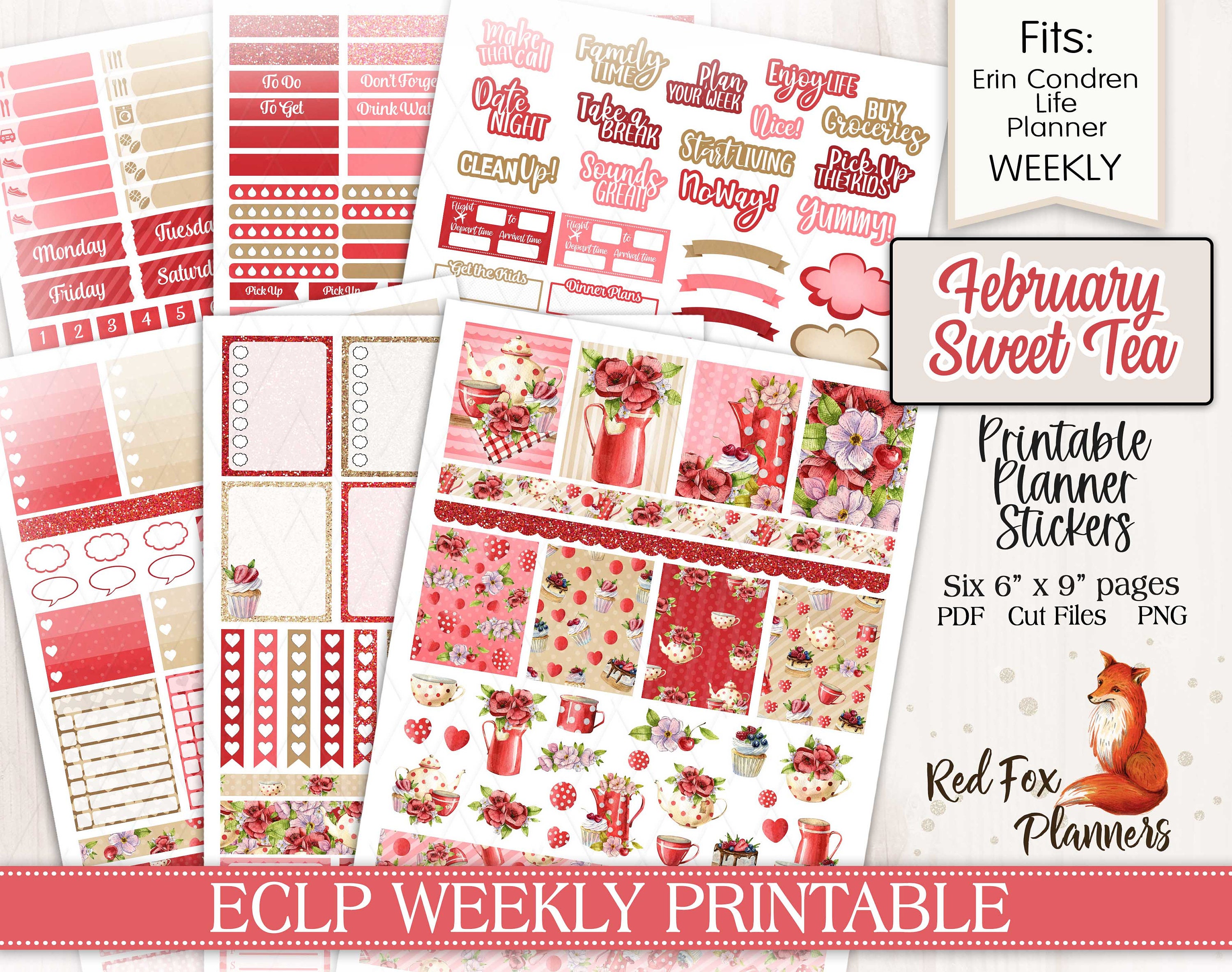 FEBRUARY Sweet Tea Erin Condren Life Planner (ECLP) Printable Weekly ...