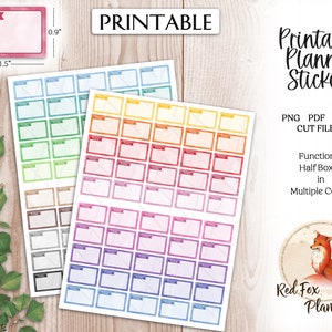 HALF BOX Aquarell "Heute" Planner Aufkleber, Liste, digitaler Instant Download, Planer Journal, Erin Condren, Happy Planner Classic
