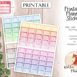 HALF BOX Aquarell druckbare Planner Aufkleber, To Do Liste, digitaler Instant Download, Planer Journal, Erin Condren, Happy Planner Classic