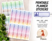 YOGA & MEDITATION Planner Stickers, 1.5" x .4", Printable Labels, Digital Instant Download, planner journal, Erin Condren, exercise, workout