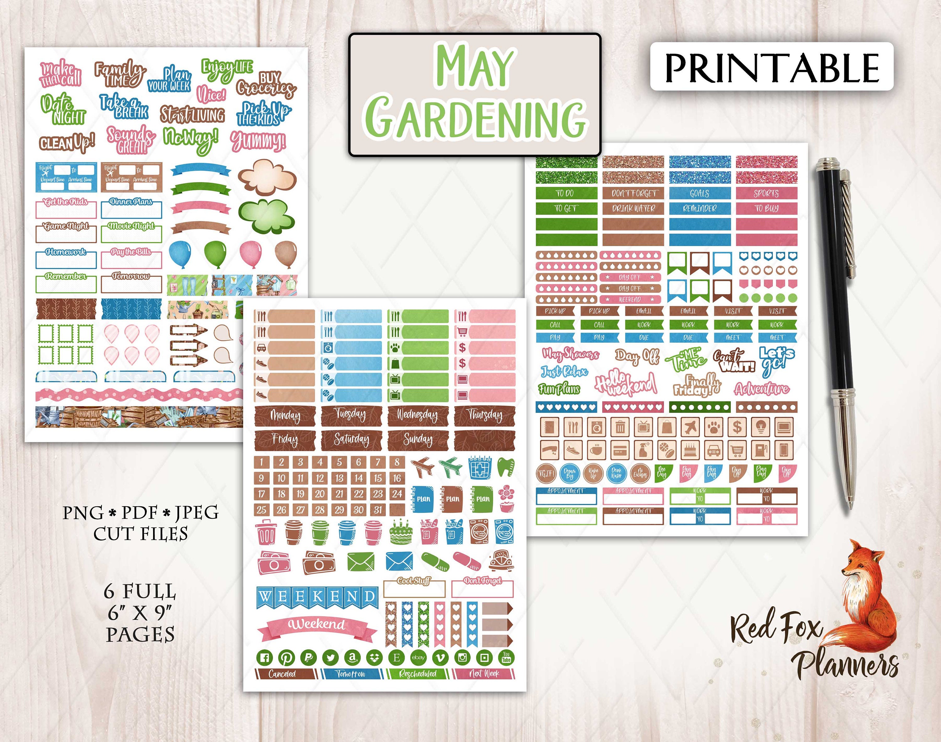 MAY GARDENING Happy Planner (HP) Weekly Printable Planner Stickers ...