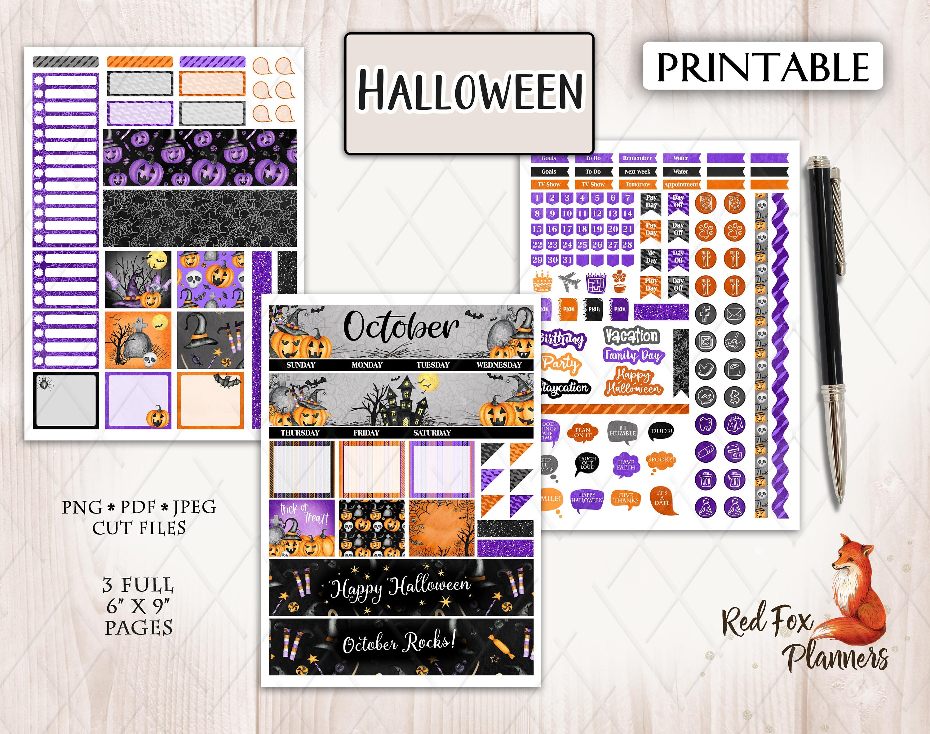 HALLOWEEN Erin Condren Life Planner ECLP Printable Monthly - Etsy