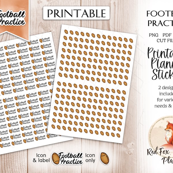 FOOTBALL PRACTICE Functional Digital Printable Stickers, instant download, planner journal stationary, sports, rugby, ball practice, futbol