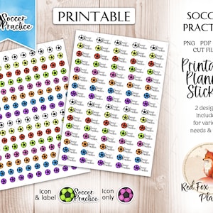 SOCCER PRACTICE Functional Digital Printable Stickers, instant download, planner journal stationary, sports, soccer ball, futbol planner