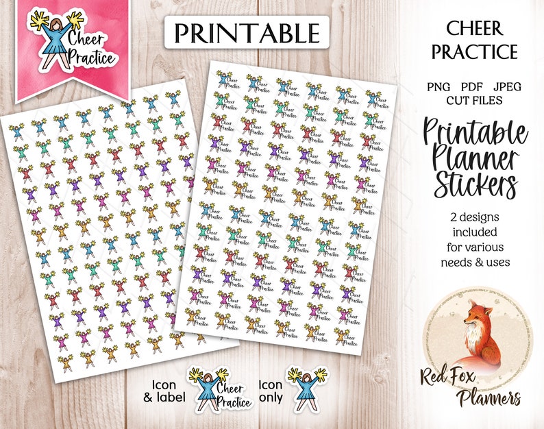 CHEER PRACTICE Functional Digital Printable Stickers, Instant Download ...