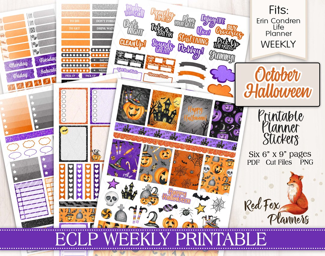 HALLOWEEN Erin Condren Life Planner ECLP Printable Weekly Planner ...
