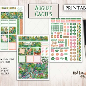 AUGUST CACTUS Happy Planner (HP) Monthly Printable Planner Stickers ...