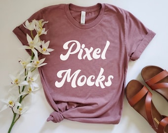 Maquete Bella Canvas 3001 Mauve, Maquete de camiseta Bella Canvas, Maquete de camisa Bella Canvas, Maquete de camiseta plana, Heather Mauve