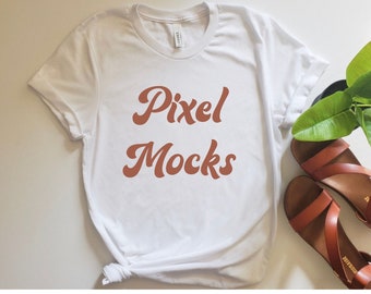 Maquete de camisa branca Bella Canvas 3001, maquete de camiseta Bella Canvas 3001, maquete de camiseta Bella Canvas