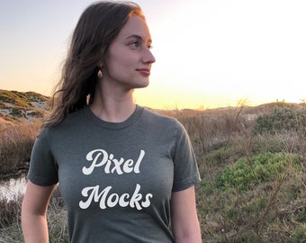 Bella Canvas 3001 Maquete Verde Militar, Bella Canvas 3001 Maquete, Bella Canvas Maquete de Camisa, Modelo Camiseta Maquete