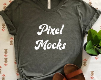 Maquete verde militar 3001, maquete de camiseta Bella Canvas 3001, maquete estilo Bella Canvas