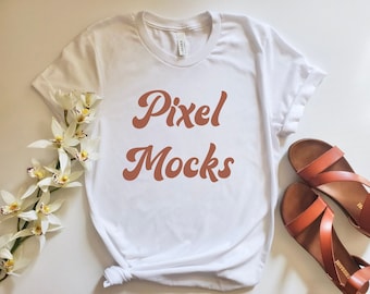 Maquete de camisa branca Bella Canvas 3001, maquete de camiseta Bella Canvas 3001, maquete de camiseta Bella Canvas