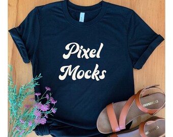 Maquete preta 3001, maquete de camiseta Bella Canvas 3001, maquete estilo Bella Canvas