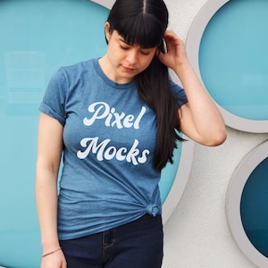 Bella Canvas 3001 Deep Teal Mockup, Bella Canvas 3001 Mockup, T-Shirt Mockup, Model Tshirt Mockup, heather teal